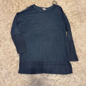 Umgee Blue Crew Neck Sweater Dress Relaxed Fit Knit